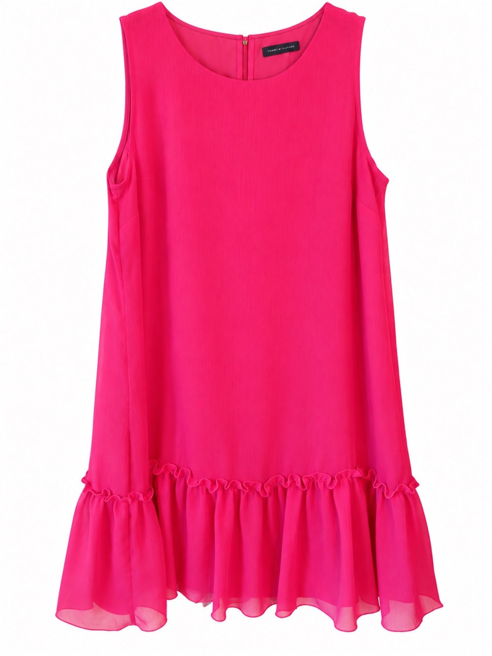 Tommy Hilfiger Hot Pink Ruffle Hem Sleeveless Shift Dress Size 14